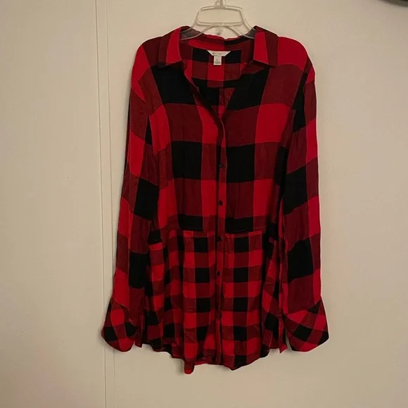 Cato Red and Black Buffalo Plaid  Long Sleeve Button Down Shirt - Picture 2 of 7